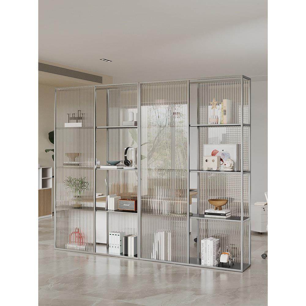 办公室书架隔断置物架简约现代前台可移动装饰玻璃屏风隔断遮挡