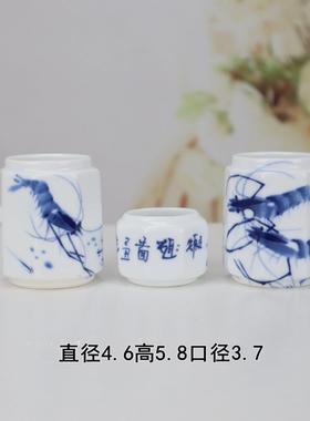 眉鸟食罐青花鸟杯杯瓷碗八角椋鸟蜡嘴高白色八角形虾竹鸟笼配件