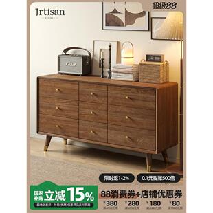 建江实木抽屉柜灰木九抽屉收纳柜斯堪的纳维亚无障碍豪华多功能黑