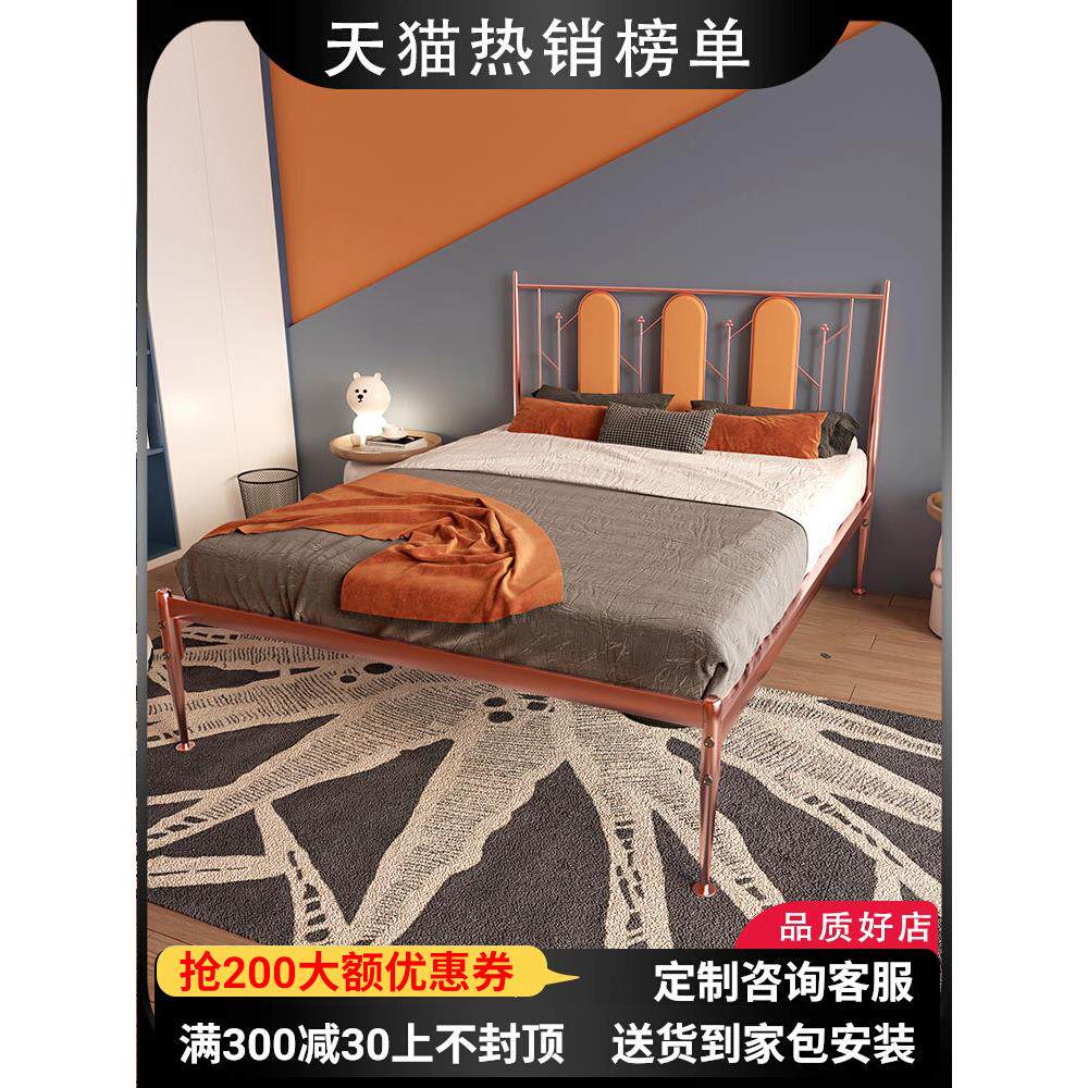 暖阁铁艺床高架床覆古铁床双人床铁架床现代单人床加厚金属床架