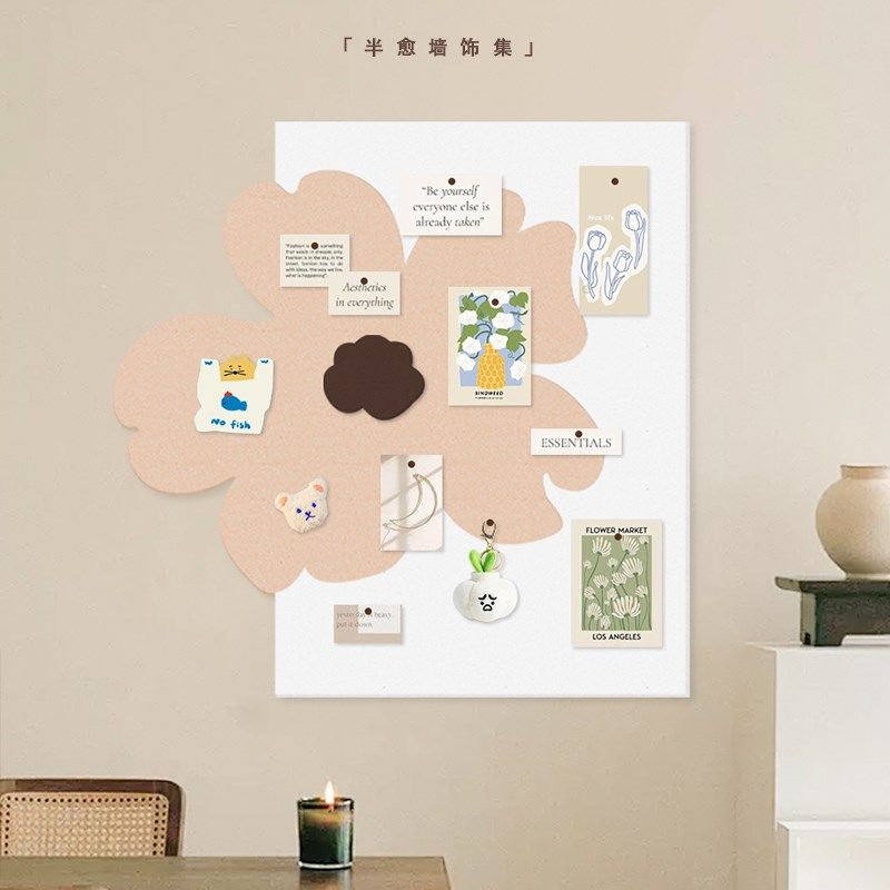 入户门玄关布置3d立体毛毡挂画创意照片墙高级感装饰画定制软木板