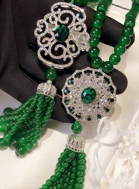 毛衣链2023年新款潮长款女秋冬祖母绿大气小众毛衣装饰项链配饰