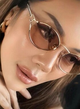 谬家复古老钱风金属墨镜女款防晒级感小框港风凹造型太阳眼镜潮