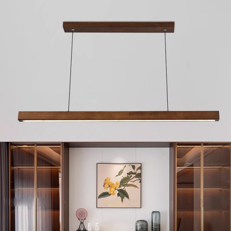 新中式餐厅吊灯现代简约餐厅灯极简一字长条办公室餐桌饭厅吧台灯