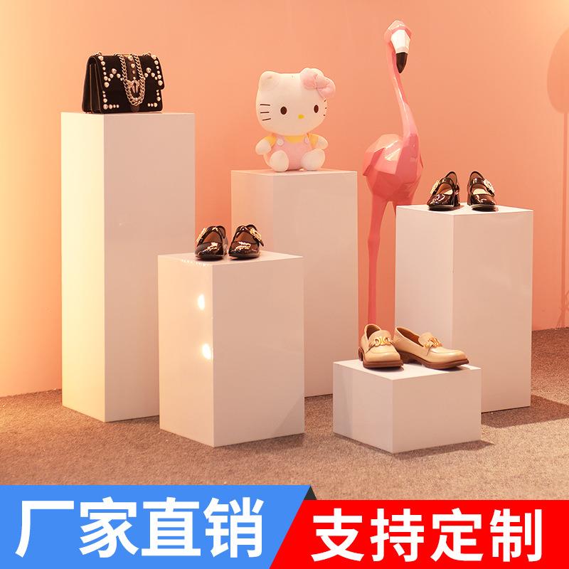方形展示台地台橱窗白色烤漆展示柜模特中岛台展会陈列架展台