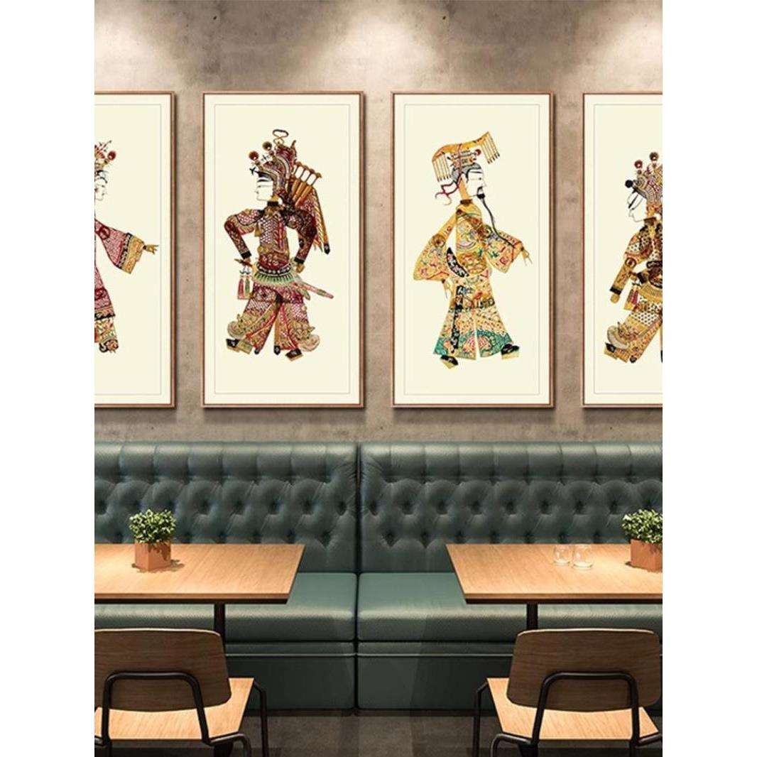 酒店餐厅饭店挂画皮影戏墙壁画陕西西安民间特色工艺品皮影装饰画