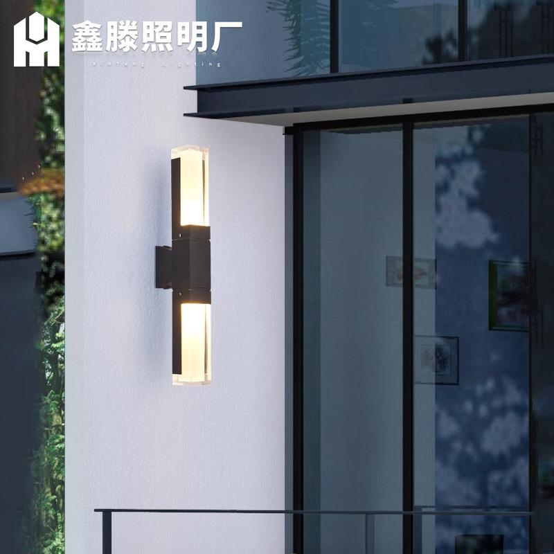 壁灯户外方形防水LED现代创意中式单双头壁灯别墅客厅走廊阳台灯