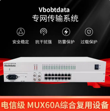 VboTdata电信级PCM综合复用设备+60路电话+2个E1接口E1转60路