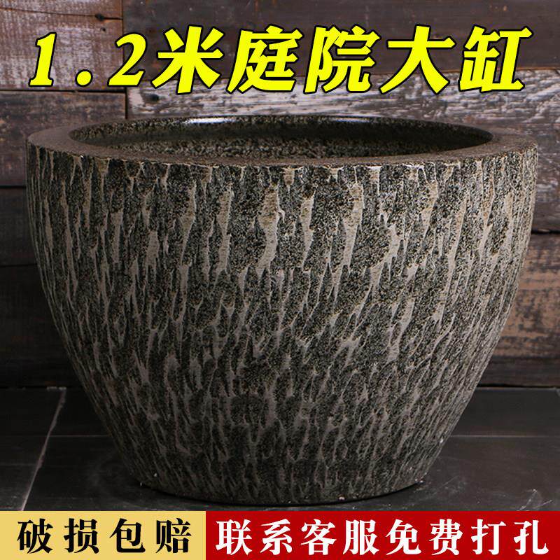 陶瓷鱼缸客厅落地大号摆件金鱼缸复古庭院大缸睡莲荷花缸水缸养鱼