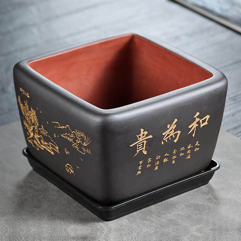 四方紫砂花盆高档精品盆景花盆罗汉松花盆老桩红枫金撢子海棠花盆