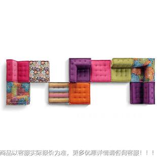 手纯合工麻将沙发计师彩色设沙发组别墅客厅法国罗奇018堡杨坤家