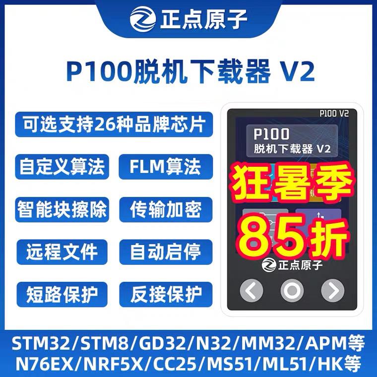 P100脱机下载器V2 STM32 STM8 N76E GD离线烧录编程烧写