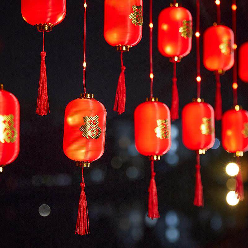 过年彩灯2026新春太阳能户外庭院红灯笼过年装饰挂灯LED灯串挂树