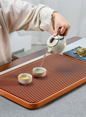 鼎力电木茶盘家用德国黄无镜新款窄边无边框电胶木排水茶海小茶台