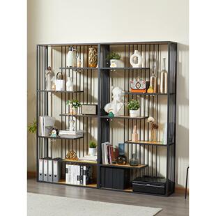 带灯美甲展示架多层货架铁艺博古置物收纳架客厅简约靠墙落地书架