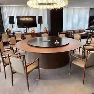 酒店电动餐桌大圆桌15人20人饭店会所包厢自动旋转转盘实木火锅桌
