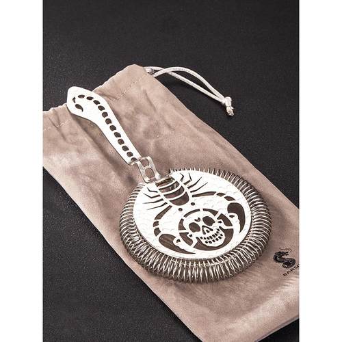 BARSOUL新款日式锤点工艺骷髅头造型线切调酒过滤器滤冰器隔冰器