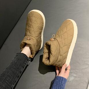 家居棉鞋男冬季包跟保暖羽绒鞋情侣家用厚底加绒外穿冬天棉拖鞋女