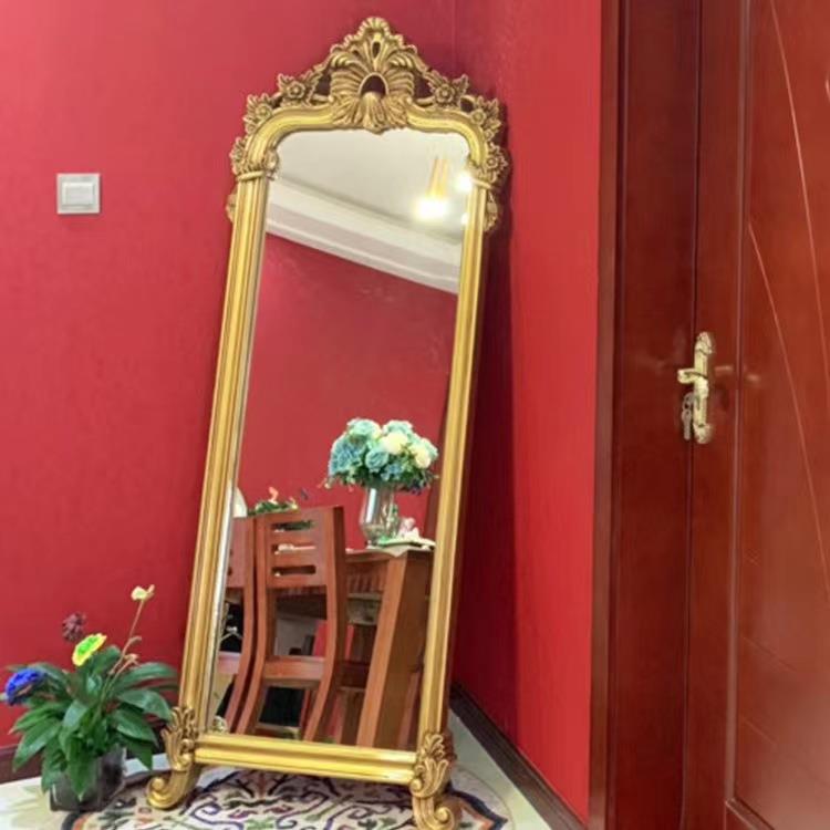 欧式复古全身壁挂穿衣镜试衣镜巴洛克理发美容挂镜玄关服装店镜子