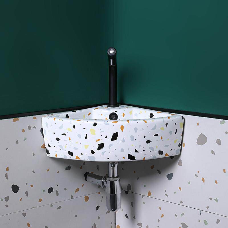 小户型挂墙式洗手盆化妆室转角角盆迷你洗脸盆阳台拐角左右边挂盆