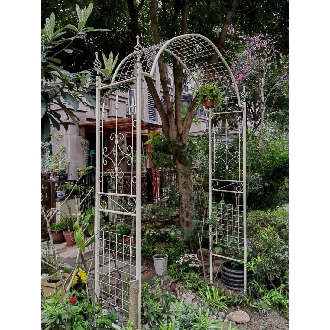 铁艺拱门花架欧式爬藤架子户外庭院花园花架鲜花月季园艺支架黑白