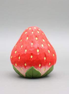 可爱草莓纯手工木雕桌面摆件莓有烦恼治愈系创意汽车车载生日礼物