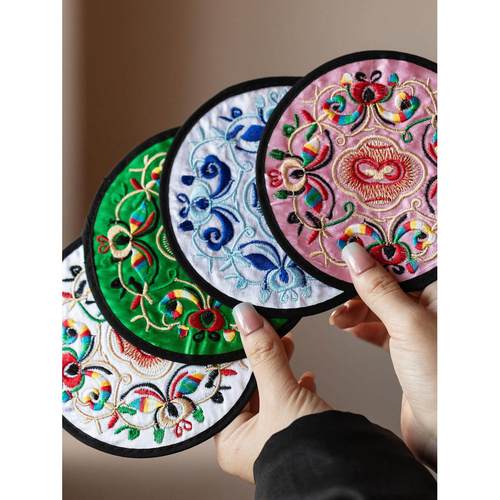 繁野 中国风特色绣花茶垫杯垫杯托创意布艺咖啡垫菜盘垫隔热垫子