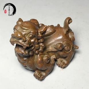 饰文房用品复古招财摆件 古玩铜器实心貔貅镇尺压纸茶宠铜虫家居装