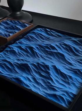 小海艺术治愈系风景波浪卧室蓝色挂画水景简约客厅大海海浪装饰画