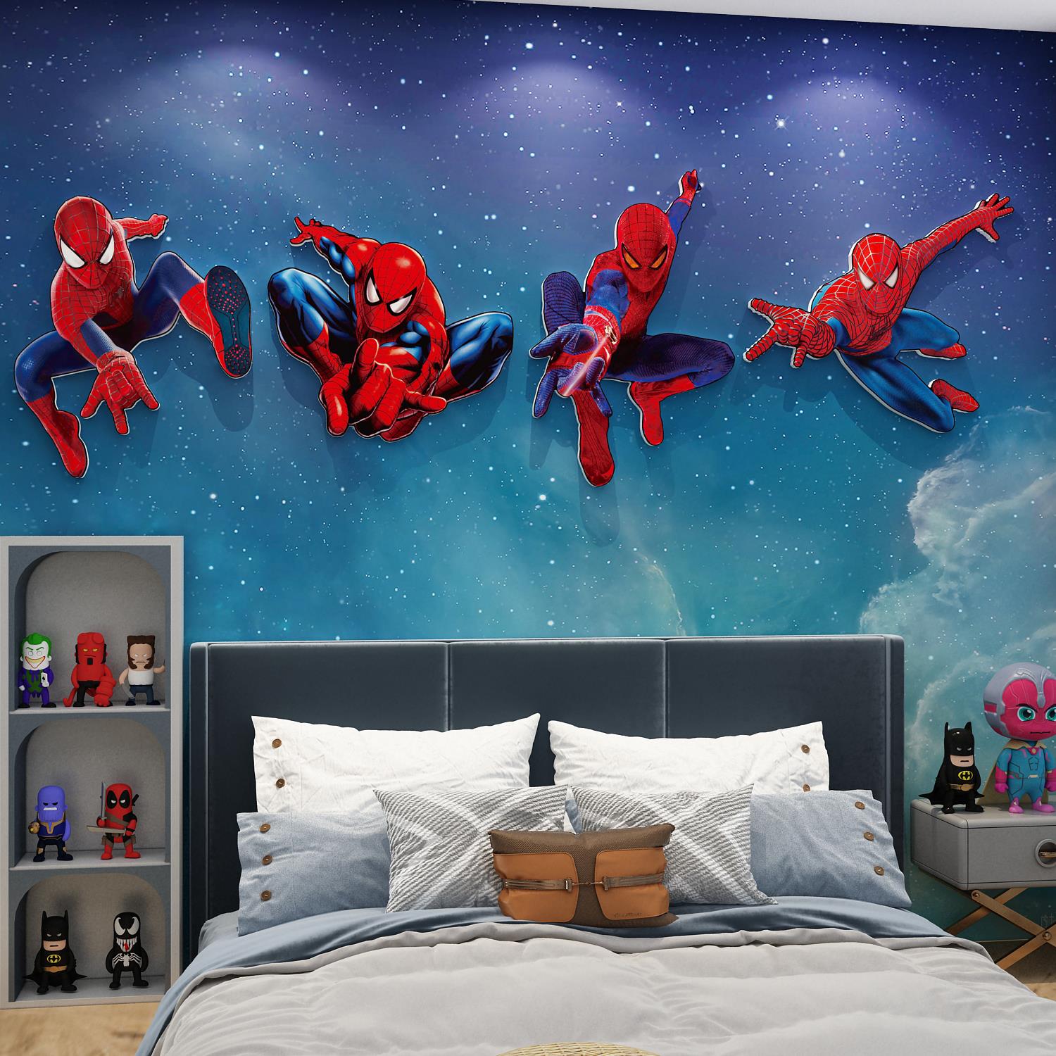 蜘蛛侠海报漫威墙面贴卡通男孩生儿童床头房间装饰品卧室宿舍布置