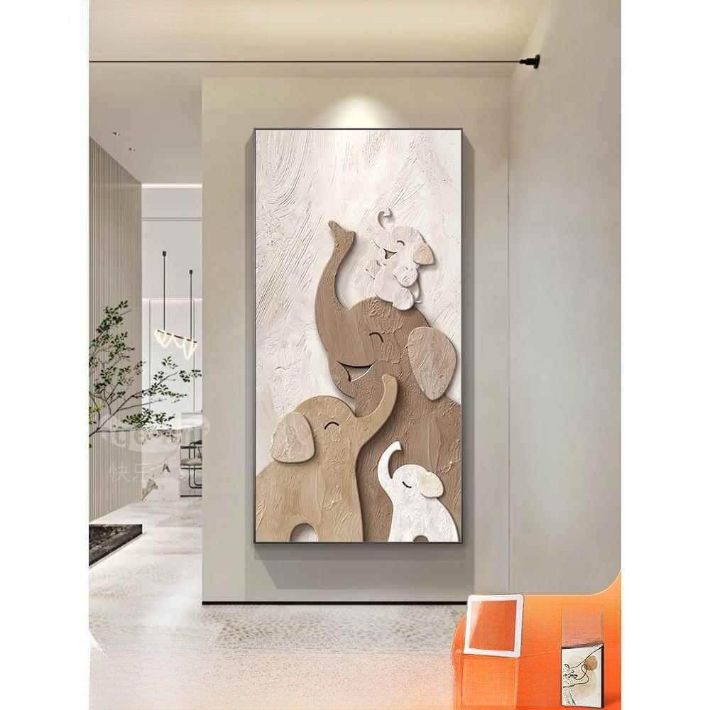 大象玄关装饰画进门正对墙走廊过道壁画挂画入户轻奢高级感入门