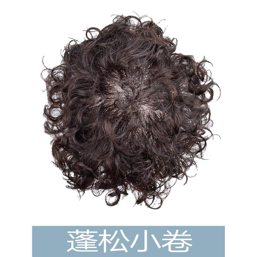 假发蓬松头顶无痕遮白真人发丝补发片女短卷发隐形无痕小卷刘海片