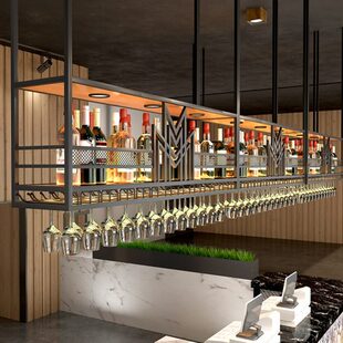 酒吧吧台展示吊架酒架吊柜置物架悬挂酒杯架吊挂酒柜工业风酒架子