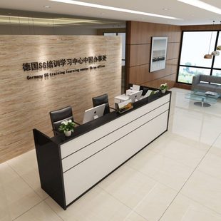 简约公司前台接待台迎宾台吧台前台桌 转角店铺收银柜台