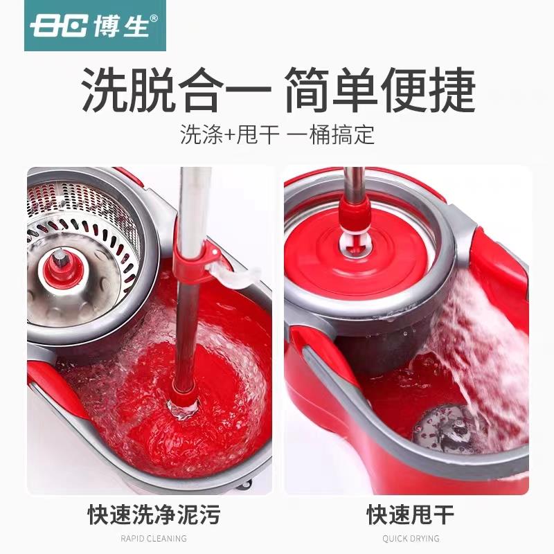 精钢速8旋转拖把桶双驱动自动拖布桶家用墩布拖把不锈钢拖把