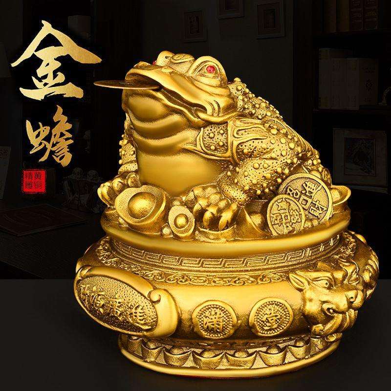 聚宝盆金蟾摆件全铜元宝金钱蟾家居办公室桌面装饰三足蟾蜍咬钱蟾