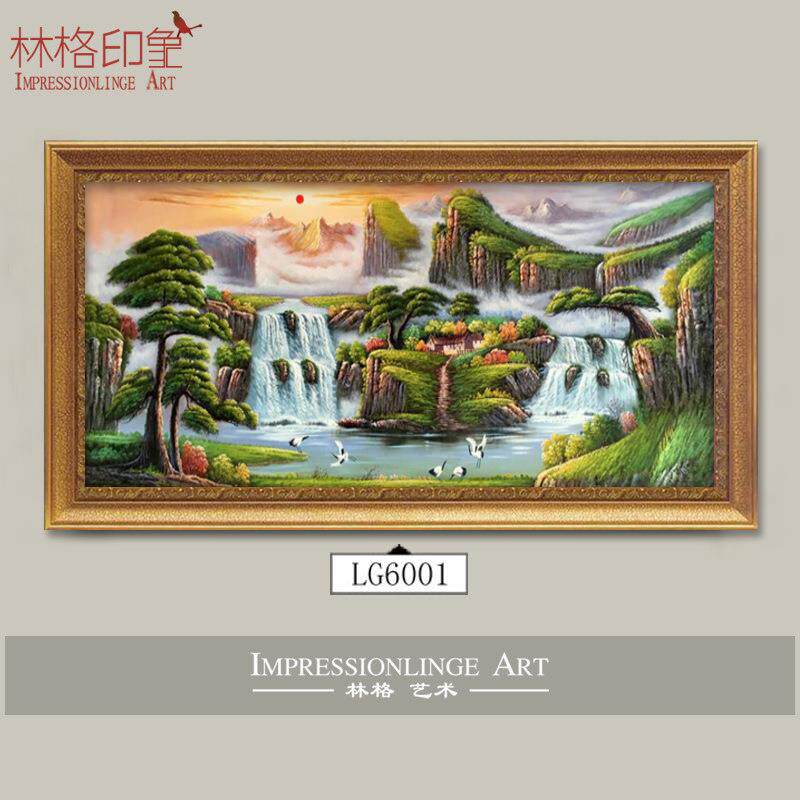 欧式装饰画有框客厅挂画创意风景油画沙发背景画餐厅艺术聚宝盆