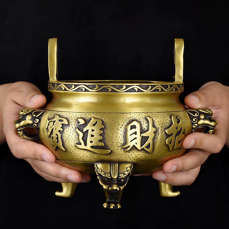 采购产品纯黄铜香炉,香炉,财神观音香炉,家用室内供佛香炉
