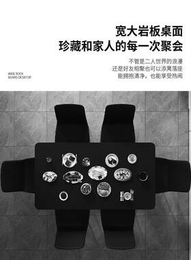 石板餐桌表面亚克力黑色台面铝合金咖啡桌餐具柜大理石矩形定制加