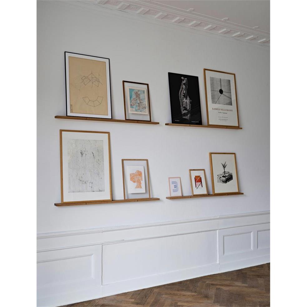 liveart进口橡木黑胡桃实木置物架搁板隔板画廊装饰画墙面展示画