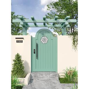 铝合金院门锻铁屋大门栅栏拱形门户外小院子花园民宿单双门