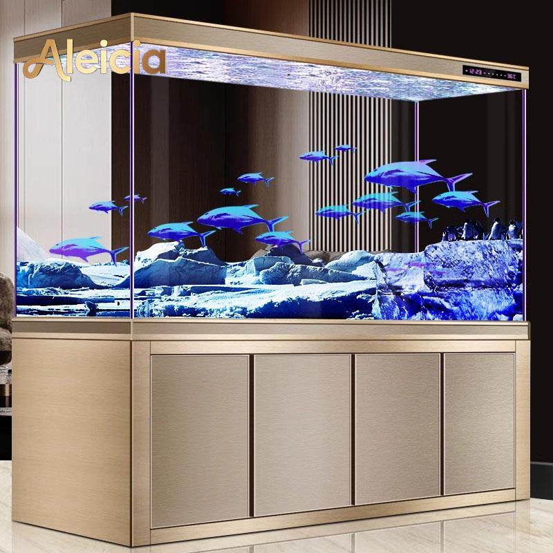 阿莱西亚龙鱼缸超白玻璃中型和大型生态无更换水族馆懒底过滤柜客