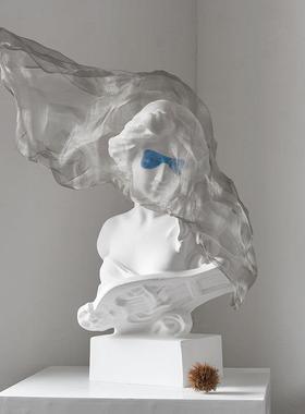 北欧轻奢面纱少女雕塑摆件希腊女神雕像艺术品客厅高级感软装饰品