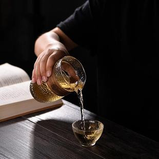 锤纹玻璃大号公道杯家用防烫分茶器加厚耐高温分茶杯公杯茶漏套装