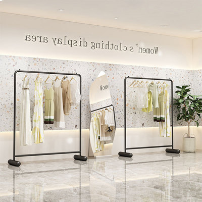 黑色服装店展示架衣架落地式挂衣架女装店货架童装店专用衣服架子
