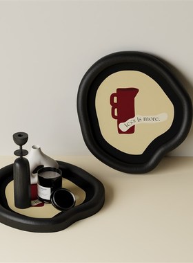 化妆品入户玄关钥匙收纳t摆件皮革托盘高级感轻奢高档书桌面置物