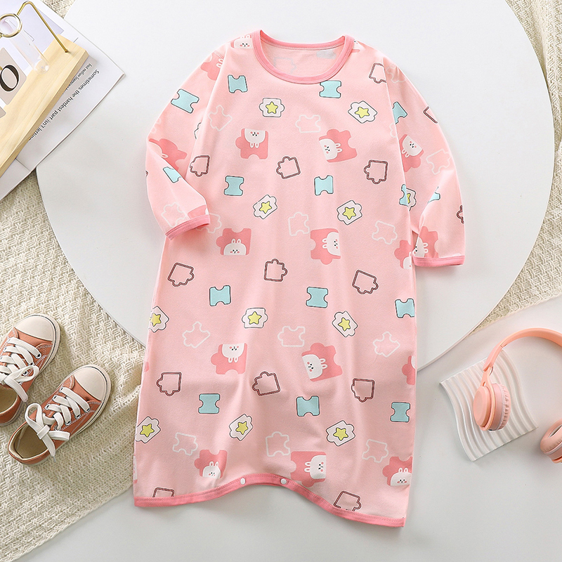婴儿睡袍男女童宝宝睡衣秋季新款春装长袖连身睡裙睡袋无骨家居服