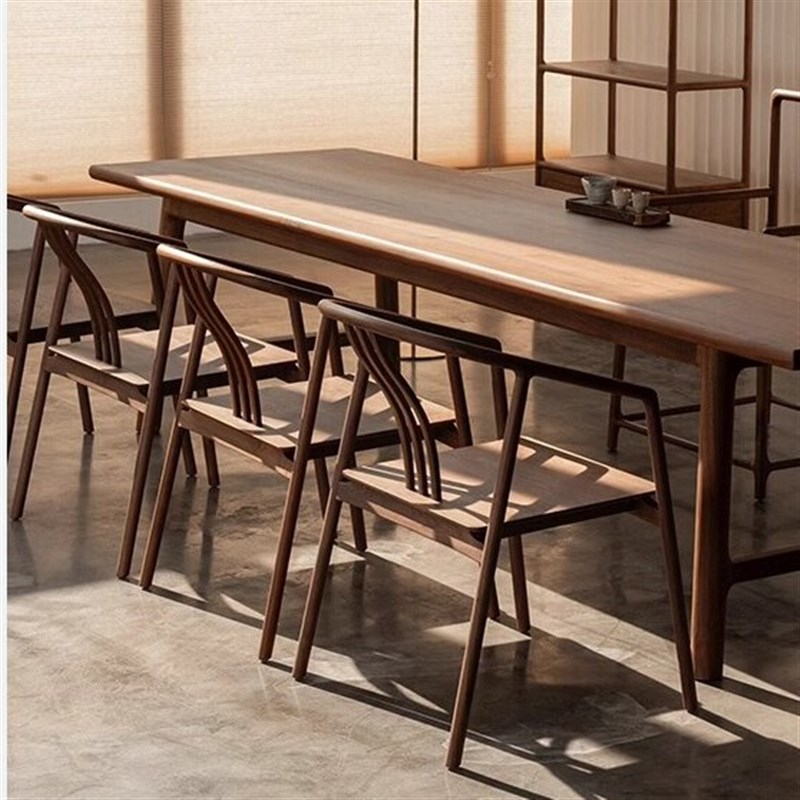 北美黑胡桃木茶桌椅组合别墅客厅白蜡木大阪茶台接待办公室泡茶桌