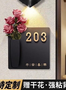 电梯入户门装饰外防盗门外装饰一梯一户门口装饰网红风Y门牌号码