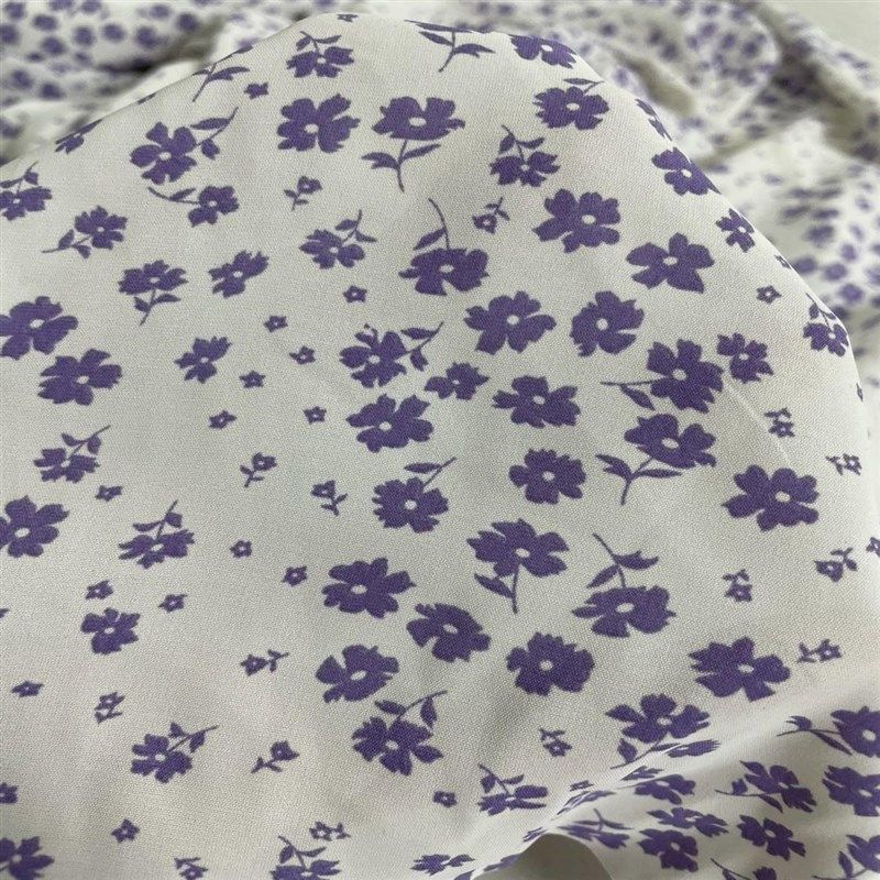 D313夏季白底紫色小碎花雪纺布头 柔软垂坠透气连衣裙上衣diy面料,纺织面料/辅料/配套,面料/布类,淘宝优惠券,粉丝福利购,淘宝优惠卷